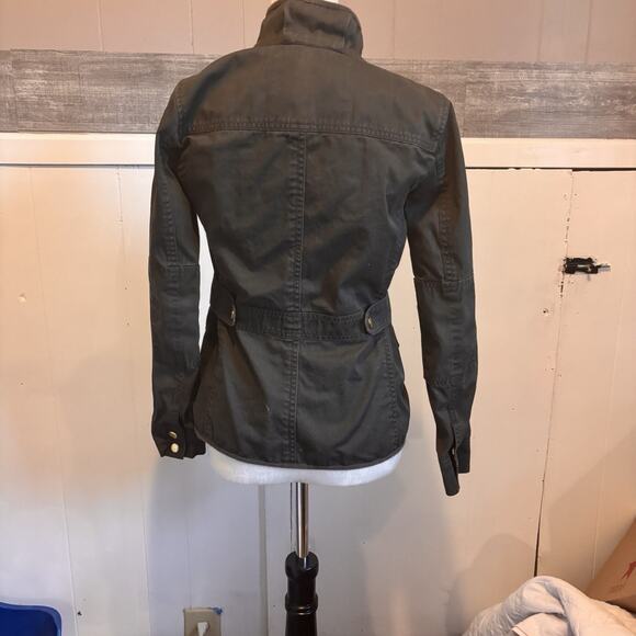 J Crew Jacket Women XS Green Full Zip Cargo Pocket Field Coated Utility - Picture 2 of 9